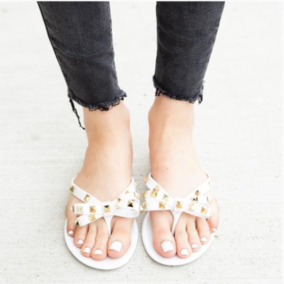 SIZE 10, & 11 !! "Lacy" Studded Sandals -White - Picture 5 of 5